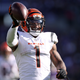 Ja’Marr Chase of the Cincinnati Bengals celebrates a touchdown during the second half in the game against the Baltimore Ravens at M&T Bank Stadium on October 24, 2021 in Baltimore, Maryland.